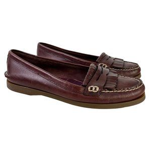 Sperry Top Sider Burgundy Women's Genuine Leather Kiltie Penny Loafers Shoes  9